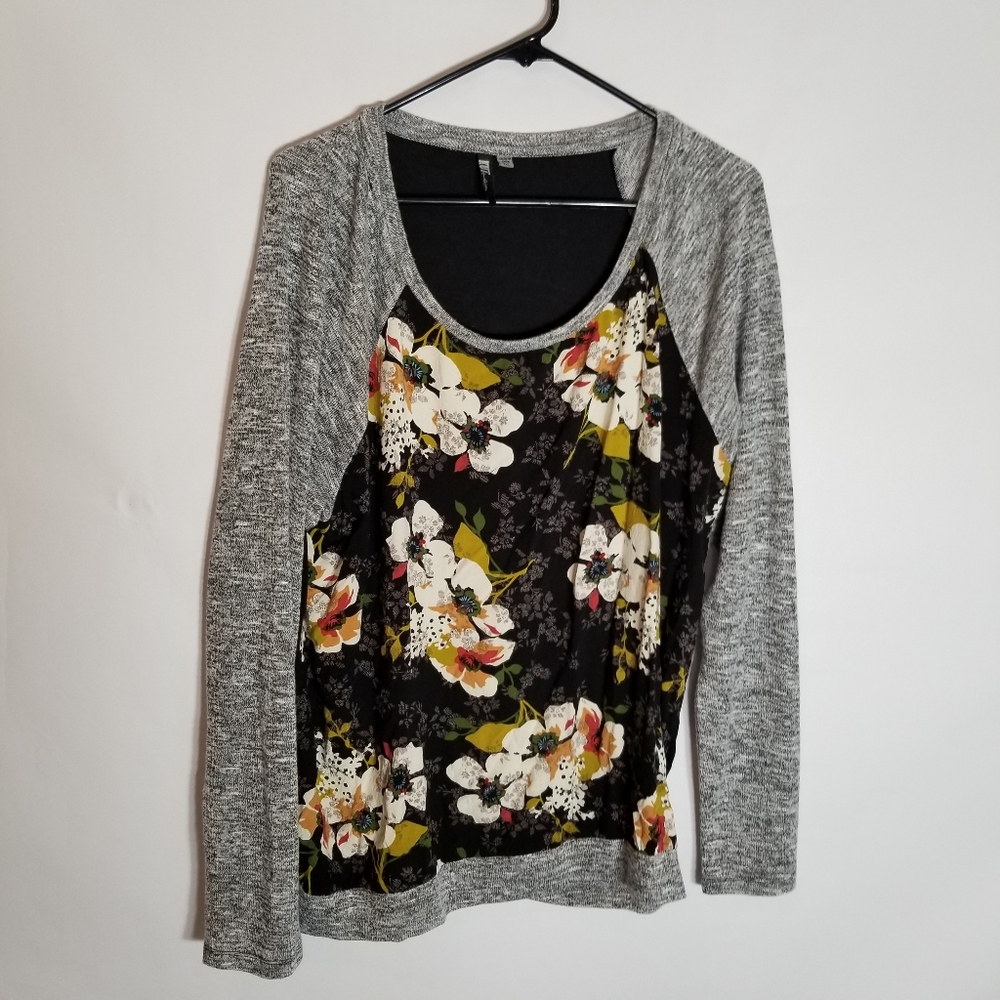 Kut From the Kloth Top Women's XXL Floral Fairy Romantic Black Gray White Yellow